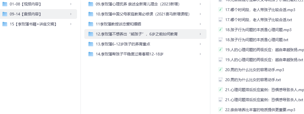 李玫瑾教授育儿课15套合集