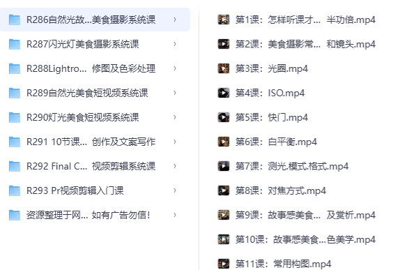 美食摄影系统课程：摄影·短视频·后期剪辑一站式进阶